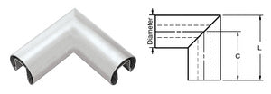 CRL 1.9" Diameter Horizontal Corner for 1/2" or 5/8" Glass Cap Railing