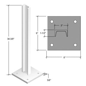 CRL 30" Cielo C-Shape Surface Mounted Stanchion