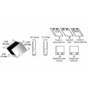 CRL 3/8" 52 Degree Slant Acute End Clamp Type "A" Stair and Walkway Railings