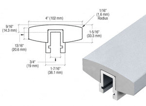 CRL-Blumcraft® 398 Series 4" Wide Rectangular Aluminum Cap Rail