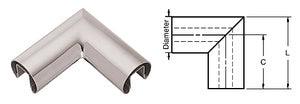 CRL Stainless 1.66" Diameter 90 Degree Horizontal Corner for 1/2" or 5/8" Glass Cap Railing