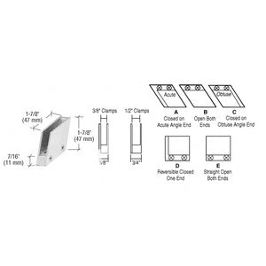 CRL 1/2" 128 Degree Slant Obtuse End Clamp Type 'C' Stair and Walkway Railing