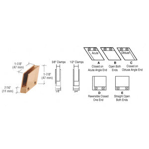 CRL 3/8" 128 Degree Slant Obtuse End Clamp Type 'C' Stair and Walkway Railing