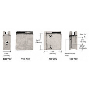 CRL Z-Series Square Type Radius Base Zinc Clamps for 3/8" and 1/2" Glass with Repositionable Plate