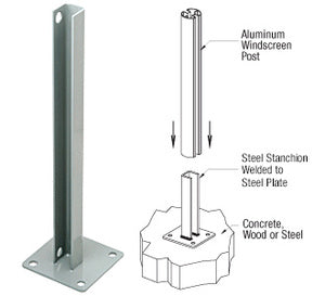 CRL AWS Steel Stanchion for 90 Degree Rectangular Corner Posts