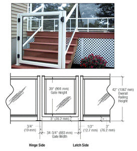 CRL 36" 200 Series Aluminum Railing System Gate for 1/4" to 3/8" Glass