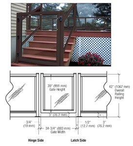 CRL 36" 100 Series Aluminum Railing System Gate for 1/4" to 3/8" Glass