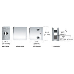 CRL Z-Series Large Square Clamp for 3/8" Glass