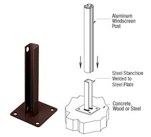 CRL AWS Steel Stanchion for 90 Degree Rectangular Corner Posts