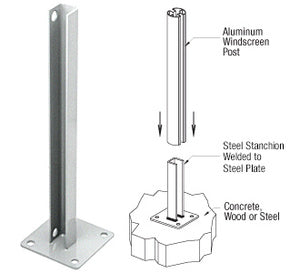 CRL AWS Steel Stanchion for 90 Degree Rectangular Corner Posts