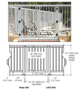 CRL 36" Aluminum Railing System Gate with Picket for 1/4" to 3/8" Glass