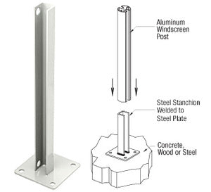 CRL AWS Steel Stanchion for 90 Degree Rectangular Corner Posts