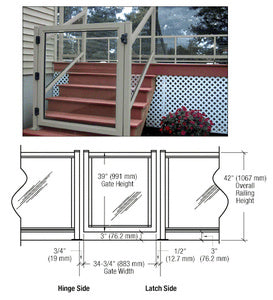 CRL 36" 100 Series Aluminum Railing System Gate for 1/4" to 3/8" Glass