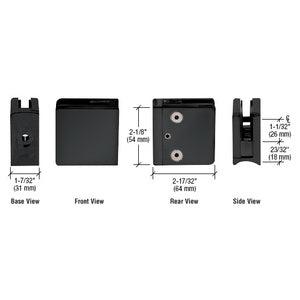 CRL Z-Series Square Type Radius Base Stainless Steel Clamp for 1/2" Glass