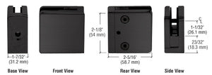 CRL Z-Series Square Type Flat Base Zinc Clamp for 1/2" Glass