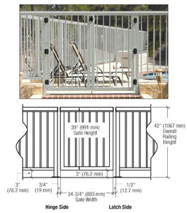 CRL 36" 300 Series Aluminum Railing System Gate with Picket for 1/4" to 3/8" Glass