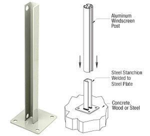 CRL AWS Steel Stanchion for 90 Degree Rectangular Corner Posts