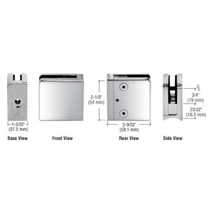 CRL Z-Series Square Type Radius Base Zinc Clamp for 3/8" Glass