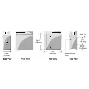 CRL Z-Series Square Type Radius Base Zinc Clamps for 3/8" and 1/2" Glass with Repositionable Plate