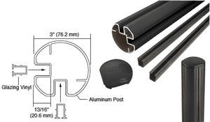 CRL AWS 3" Diameter Round 90 Degree 48" Corner Post Kit