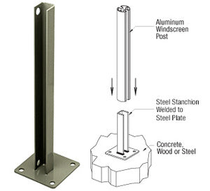 CRL AWS Steel Stanchion for 90 Degree Rectangular Corner Posts