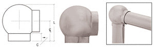 CRL 2-5/8" 90 Degree Ball Type Elbow for 1-1/2" Tubing