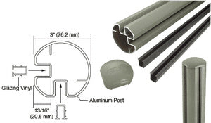 CRL AWS 3" Diameter Round 90 Degree 48" Corner Post Kit