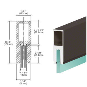 CRL-Blumcraft® 637 Series 1-3/4" x 5" Aluminum Cap Rail 120" Length