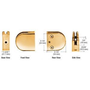 CRL Z-Series Round Type Flat Base Zinc Clamp for 3/8" Glass