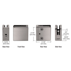 CRL Z-Series Square Type Flat Base Zinc Clamp for 1/4" and 5/16" Glass