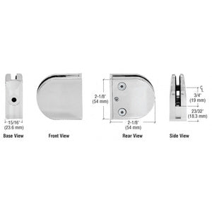 CRL Z-Series Round Type Flat Base Zinc Clamp for 1/4" and 5/16" Glass