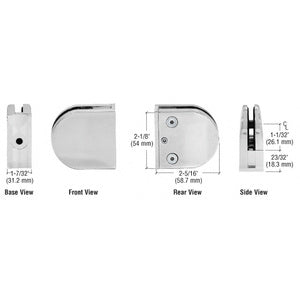 CRL  Z-Series Round Type Flat Base Zinc Clamp for 1/2" Glass