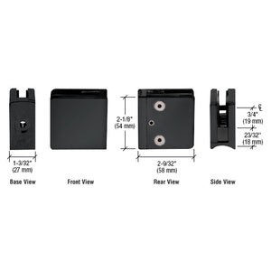 CRL Z-Series Square Type Radius Base Stainless Steel Clamp for 3/8" Glass