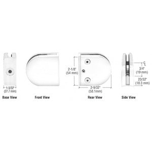 CRL Z-Series Round Type 2" Radius Base Zinc Clamp for 3/8" Glass