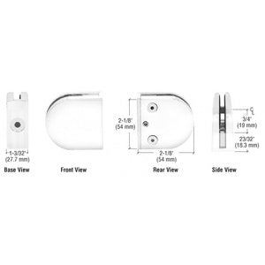 CRL Z-Series Round Type Flat Base Zinc Clamp for 3/8" Glass