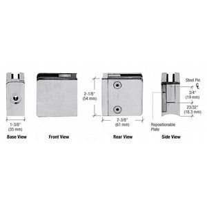 CRL Z-Series Square Type Radius Base Zinc Clamps for 3/8" and 1/2" Glass with Repositionable Plate