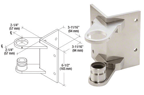 CRL 316 Brushed Stainless 1-1/2" CRS Outside Corner Fascia Mount Bracket