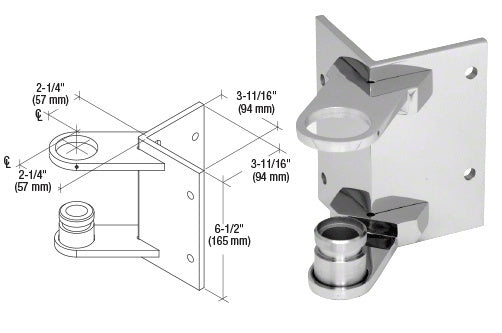 CRL 316 Brushed Stainless 1-1/2" CRS Outside Corner Fascia Mount Bracket