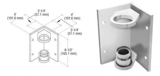 CRL 316 Brushed Stainless 1-1/2" CRS Inside Corner Fascia Mount Bracket