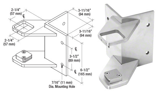 CRL 316 Polished Stainless 2" Square Outside Corner Fascia Mount Bracket