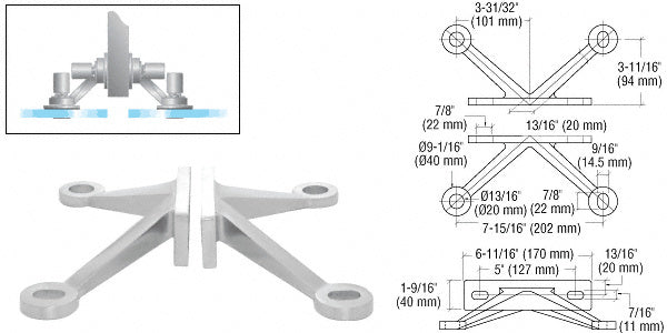 Heavy-Duty 4 Arm Spider Fitting "V" Fin Mount Frame