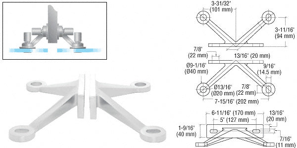 Heavy-Duty 4 Arm Spider Fitting "V" Fin Mount Frame