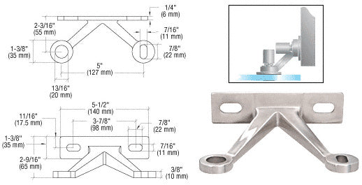 Double Arm 'V' Wall/Fin Mounted Fitting