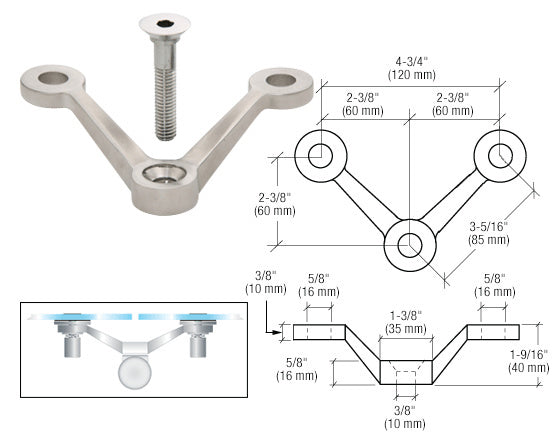 Double Arm Spider Fitting 'V' Post Mount