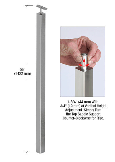 CRL P1 Series 316 Brushed Stainless 56" Railing Post Only With Fixed Saddle