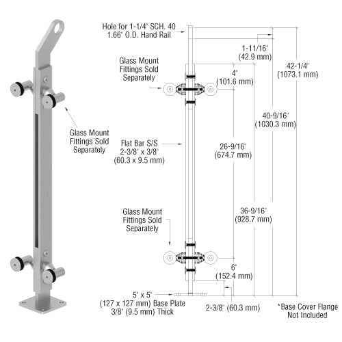 CRL Brushed Stainless 42" P2 Series 180 Degree Center Post Railing Kit