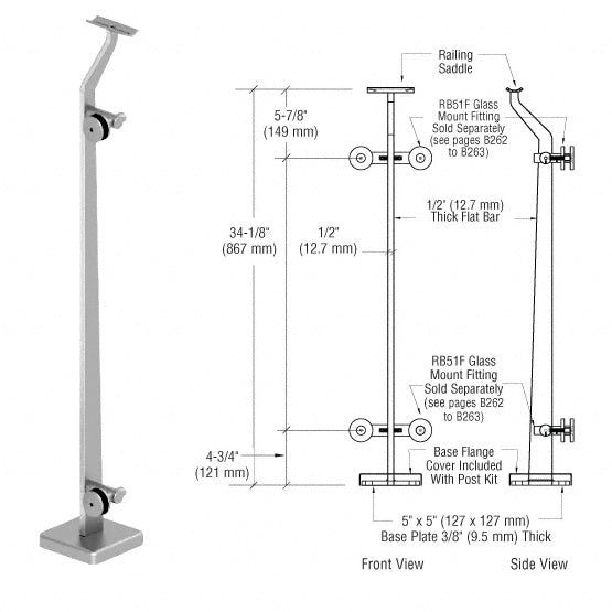 CRL Brushed Stainless Left End P5 Series Post Railing Kit