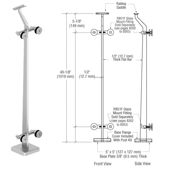 CRL Brushed Stainless Left End P5 Series Post Railing Kit