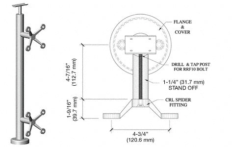 CRL Brushed Stainless 36" P6 Series Spider 180 Degree Center Post Railing Kit