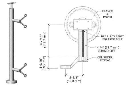 Copy of CRL Brushed Stainless 42" P6 Series Spider 180 Degree Center Post Railing Kit